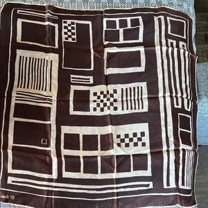 Vintage 70's Vena Cava Brown and Cream Geometric Scarf 26x26